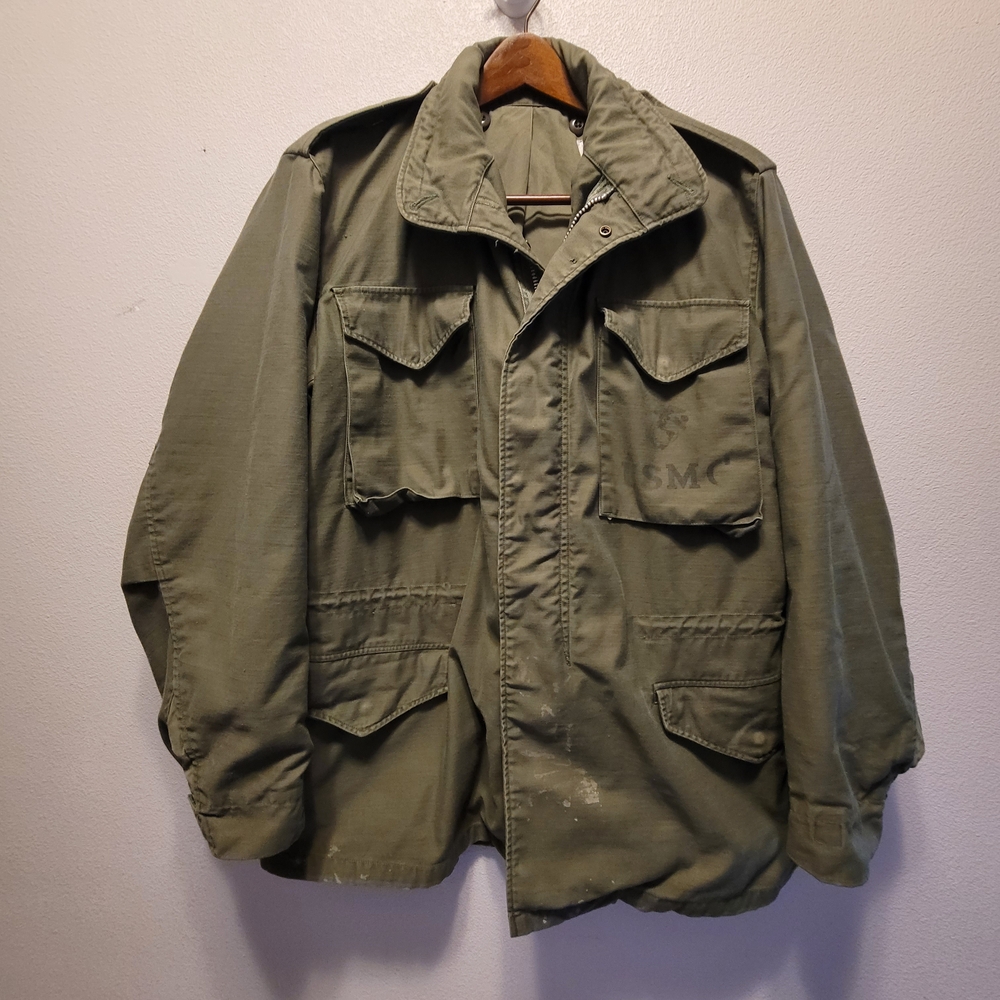 Vintage M65 Field Jacket USMC Marine Corps OG107 1967 - Mens Long Medium